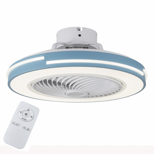20" Modern Flush Mount Ceiling Fan with LED Lights Ceiling Fan Light with Remote Control(Blue)
